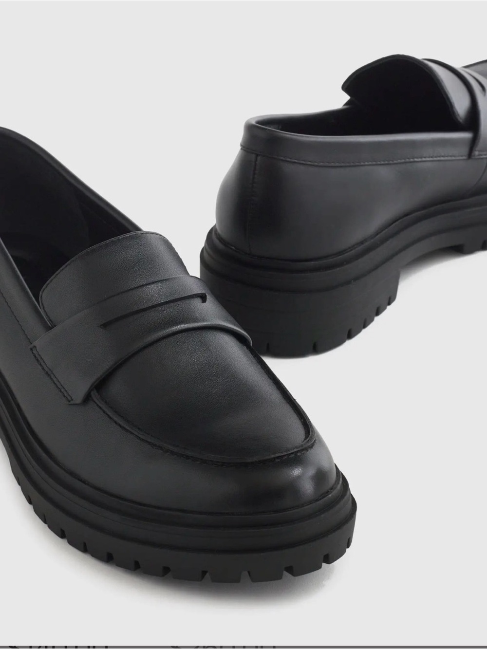 Quince Black Lug Sole Leather Penny Loafers NWOB